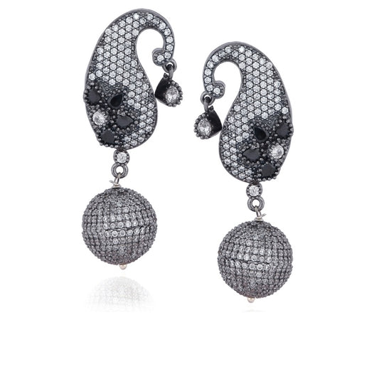 ZIRCON WHITE PAISELY EARRINGS