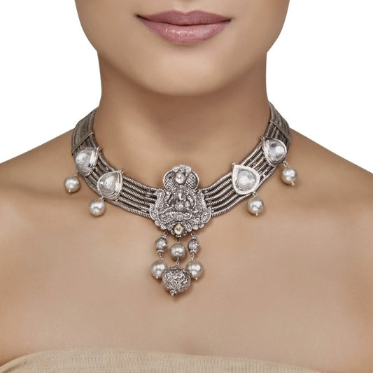 Kundan Grey Pearl Necklace