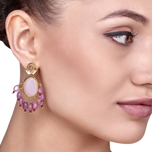 Rose Quartz Tourmaline Drop Earring
