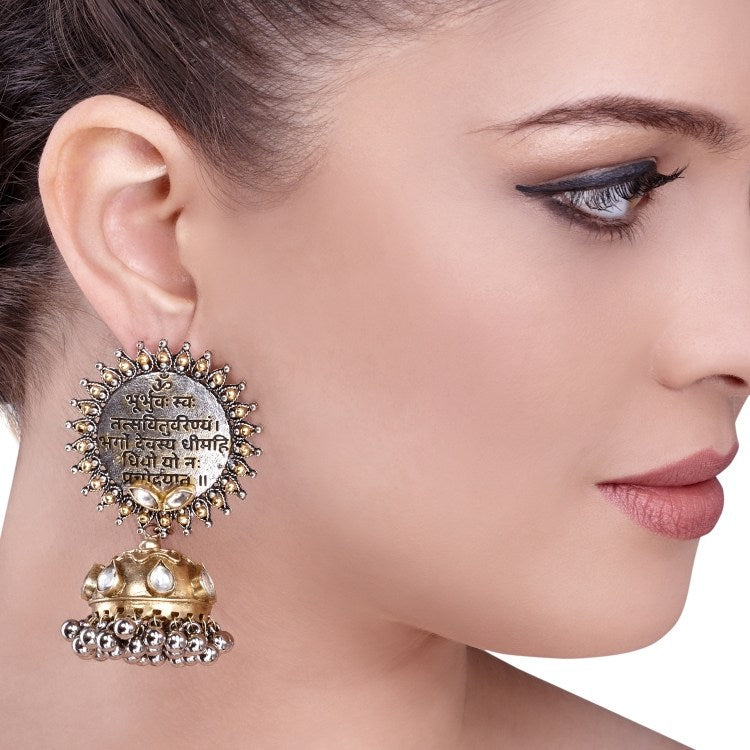 ENGRAVED KUNDAN JHUMKI EARRING