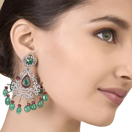 VICTORIAN GREEN ONYX DROP EARRINGS