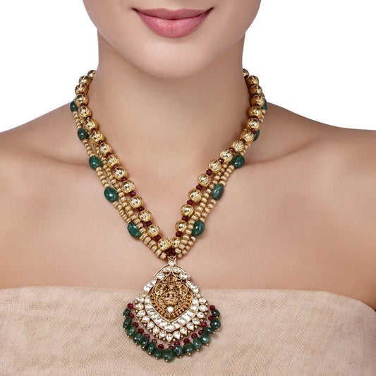 KUNDAN GREEN TEMPLE NECKLACE