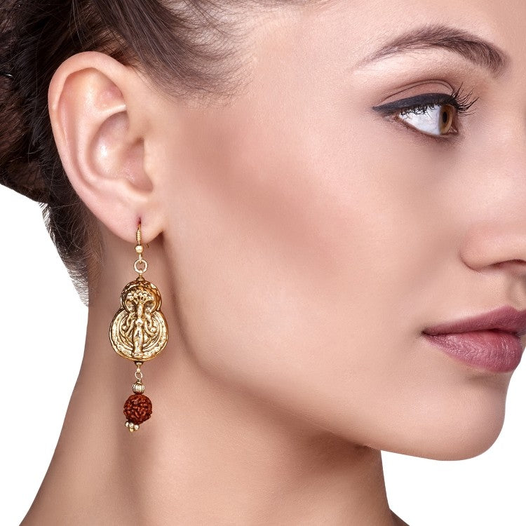 LONG RUDRAKSH EARRING