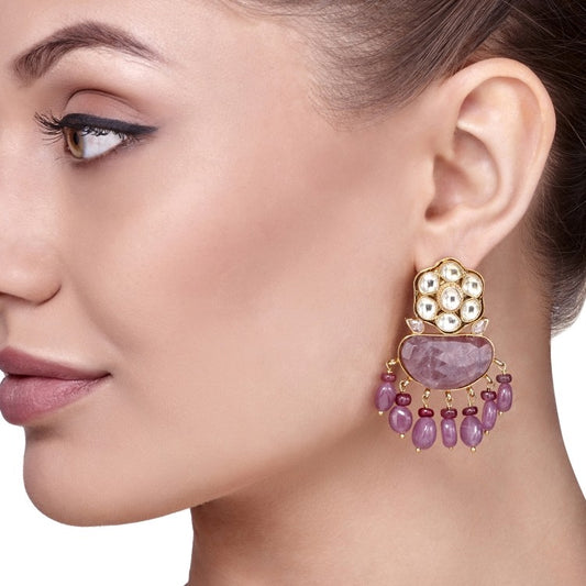 Kundan Tourmaline Drop Earring