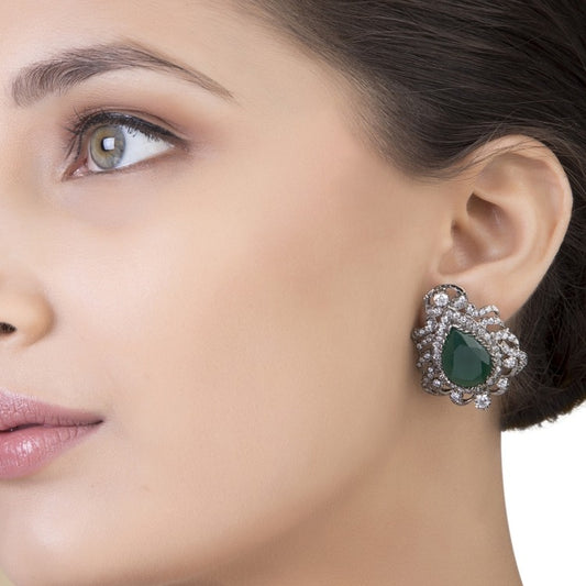 VICTORIAN GREEN ONYX EARRINGS