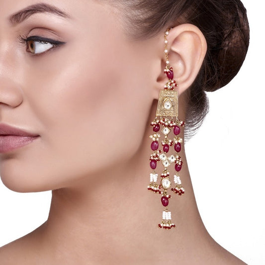 LONG KUNDAN RUBY EARRING
