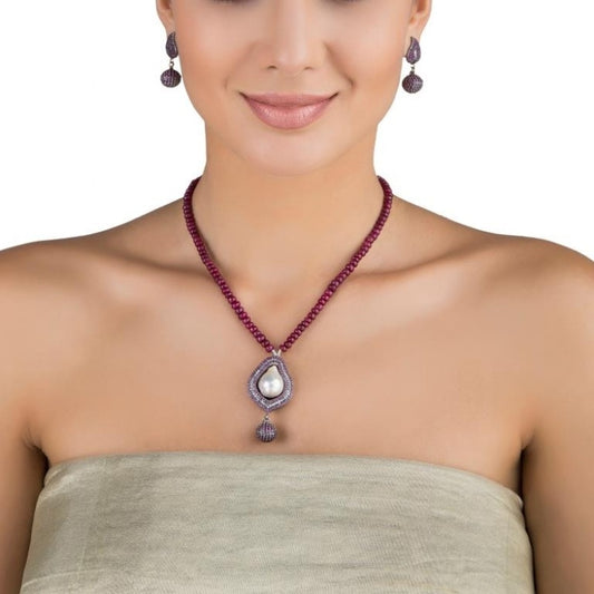 STUDDED RUBY TEAR DROP SET