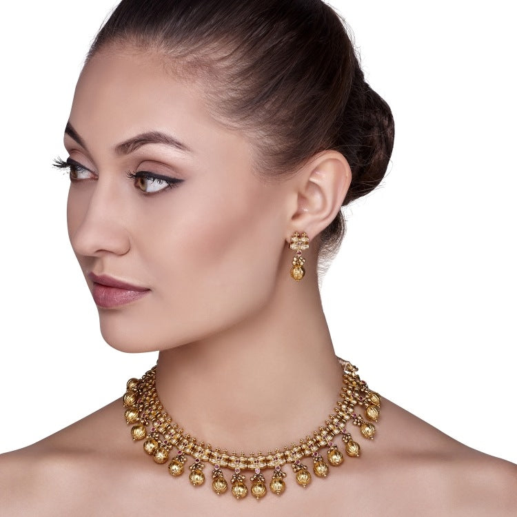GOLDEN RUBY CHOKAR SET