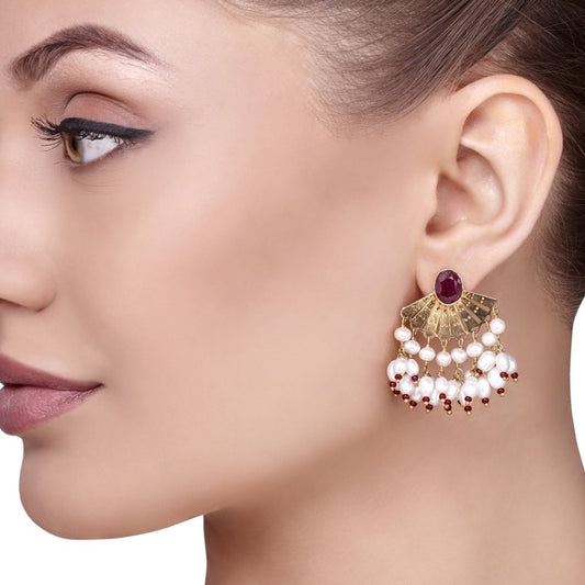Ruby Wings Pearl Drop Earring