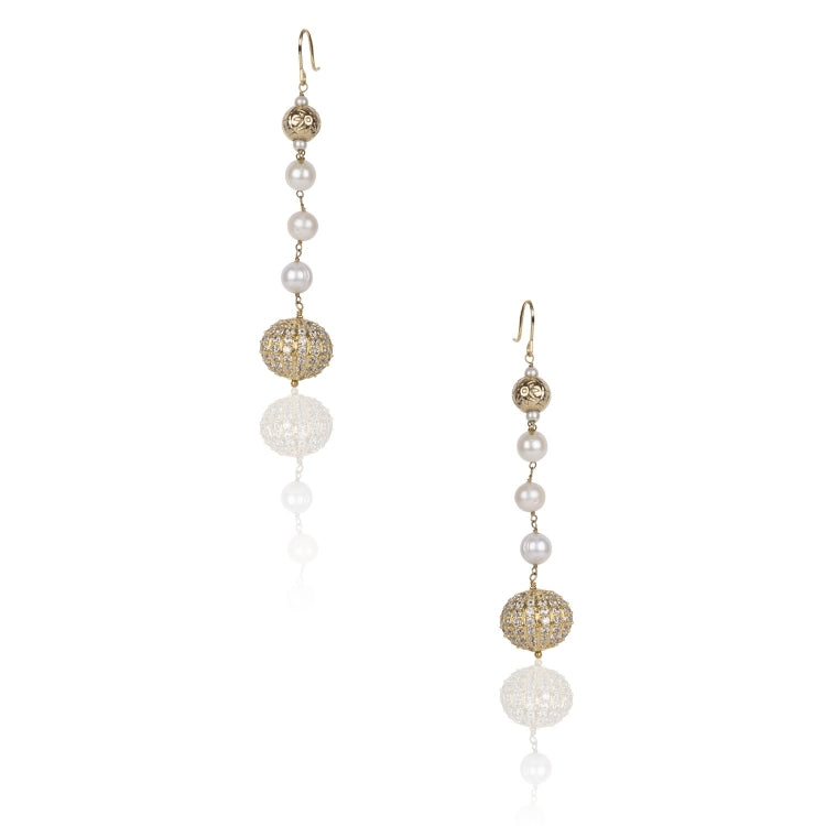 GOLEDN ZIRCON PEARL EARRING