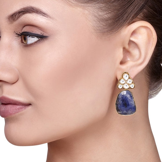 Kundan Iolite Drop Earring