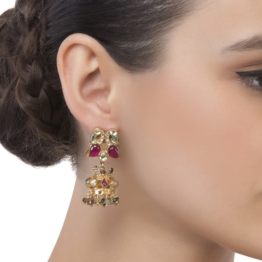 KUNDAN PEACOCK TOURMALINE JHUMKI