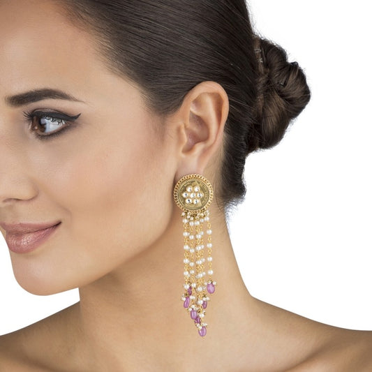 KUNDAN TOURMALINE LONG EARRINGS