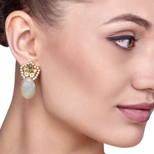Kundan Aquamarine Crown Earring
