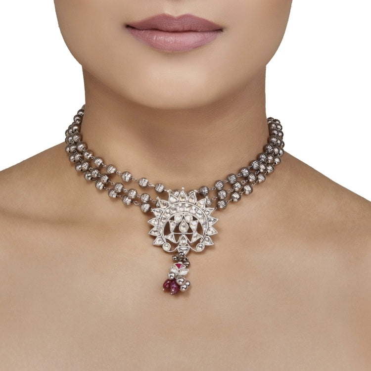 Kundan Ruby Drop Choker
