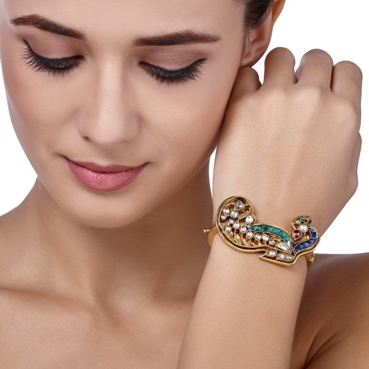 KUNDAN GOLD PEACOCK BANGLE