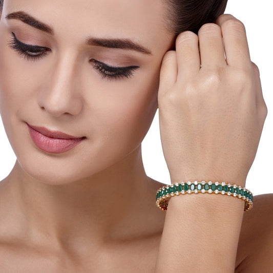 STUDDED GREEN ONYX BANGLE