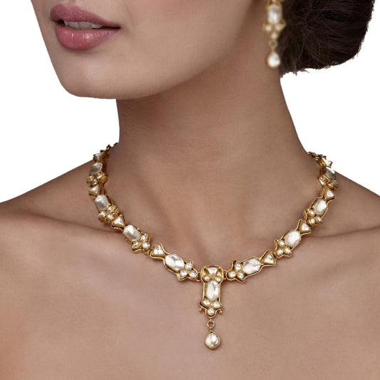 KUNDAN GOLD ABSTRACT NECKLACE