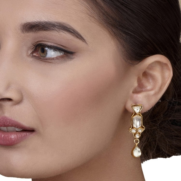 KUNDAN GOLD ABSTRACT EARRINGS