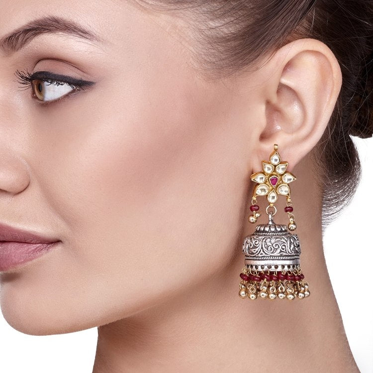 KUNDAN OXIDIZED JHUMKI