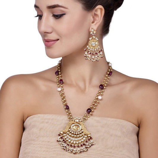 KUNDAN RUBY FAN SET