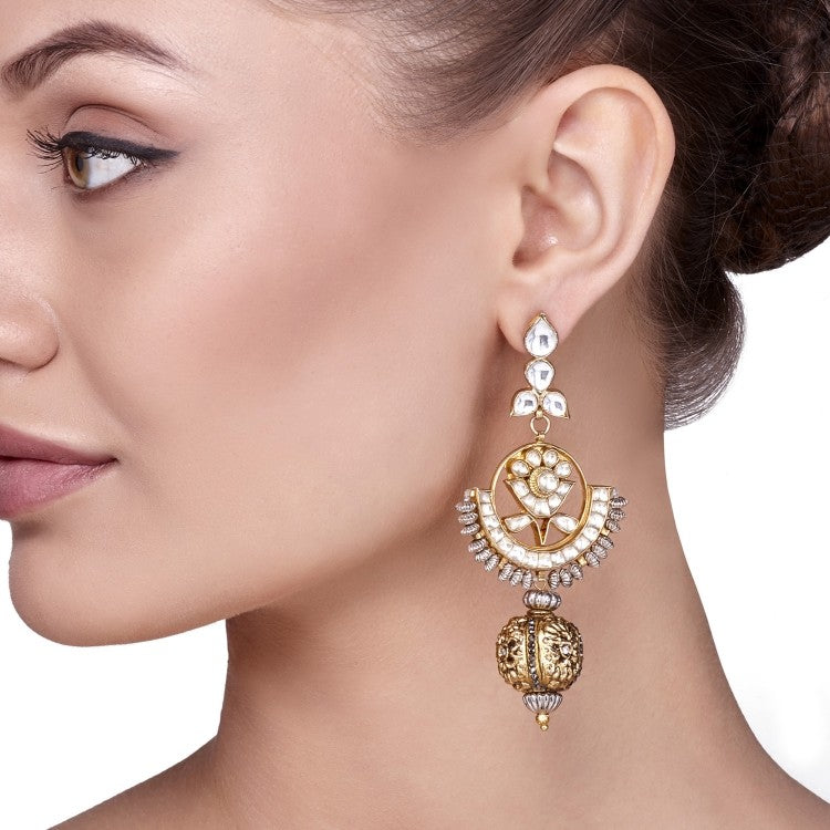 KUNDAN GOLDEN BALL EARRING