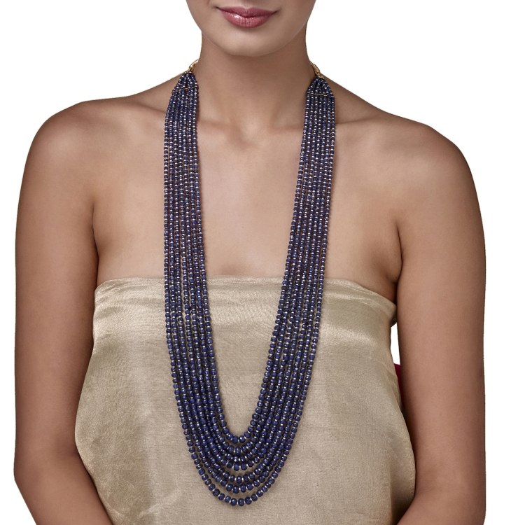 BLUE IOLITE PEARL LONG NECKLACE