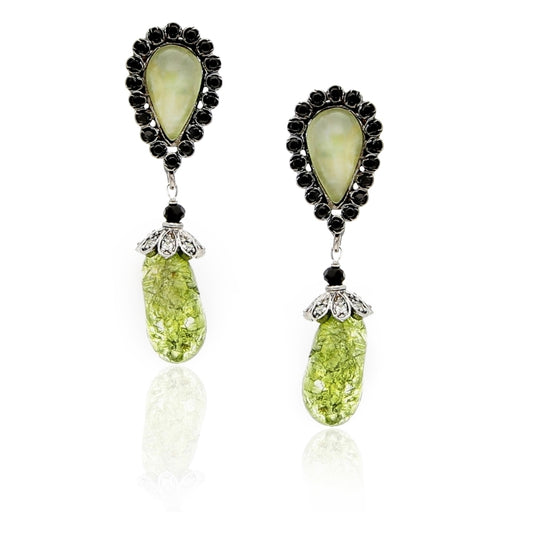 BLUE IOLITE PERIDOT DROP EARRINGS