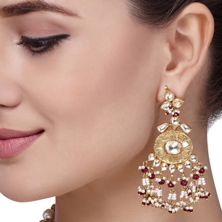 KUNDAN RUBY FAN SET