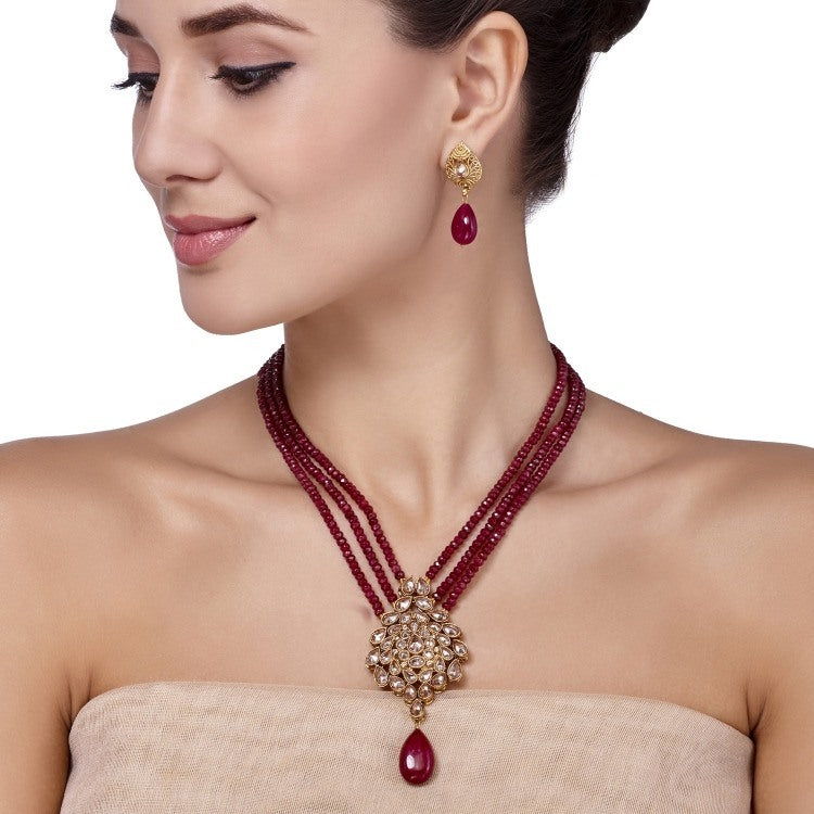 STUDDED CITRINE TEARDROP SET