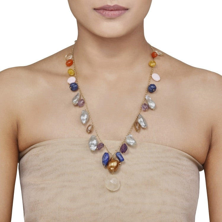 Grey Pearl Lapiz Amethyst String