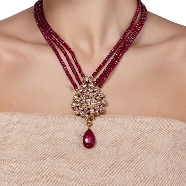 STUDDED CITRINE TEARDROP SET