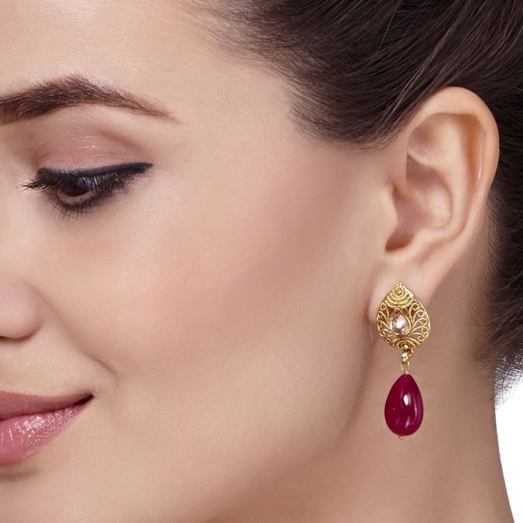 STUDDED CITRINE TEARDROP SET