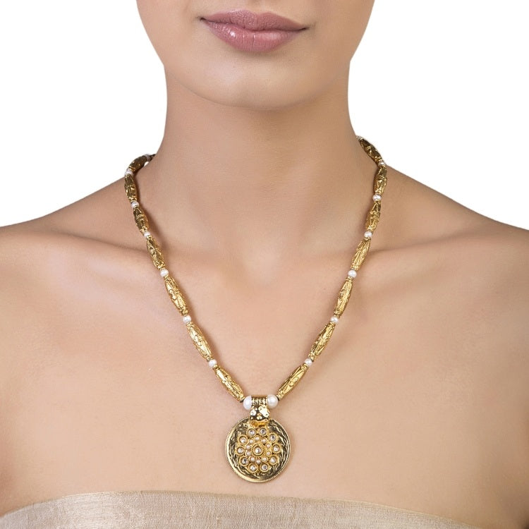 CITRINE PEARL ROUND NECKLACE