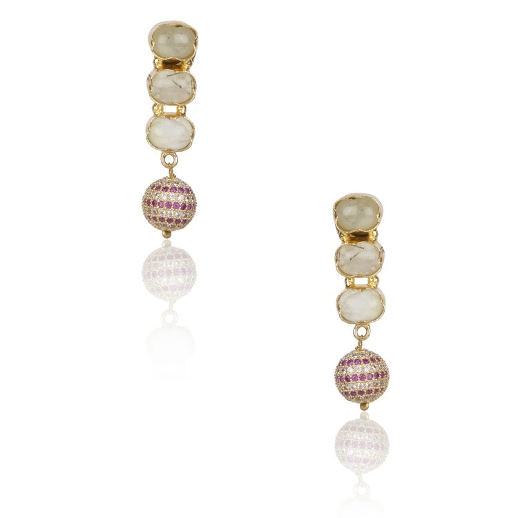 PERIDOT RUBY BALL EARRINGS