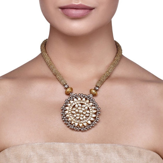 ROUND KUNDAN GHUNGROO PENDANT