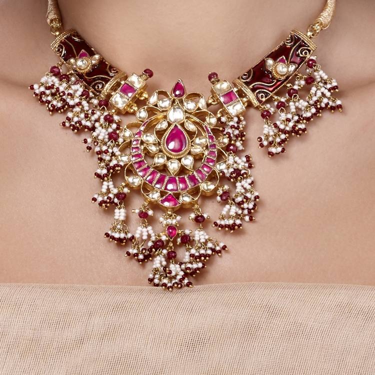 KUNDAN RUBY PEARL SET