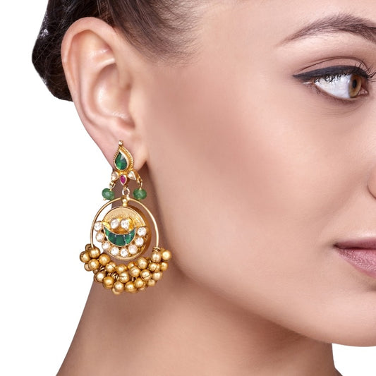 KUNDAN GHUNGROO DROP EARRING