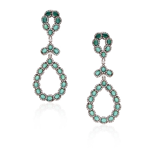 GREEN ONYX TEAR DROP EARRINGS