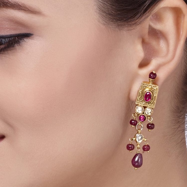 KUNDAN RUBY TEARDROP SET