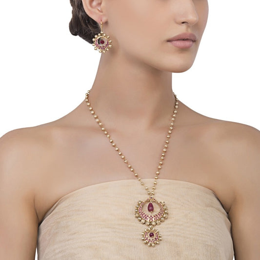 Jadau Ruby Crescent Set