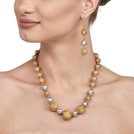 GOLDEN RUDRAKSH PEARL SET