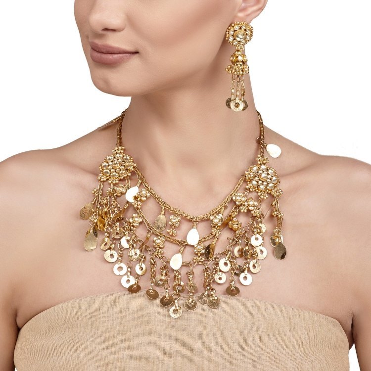 KUNDAN GOLDEN LEAF SET