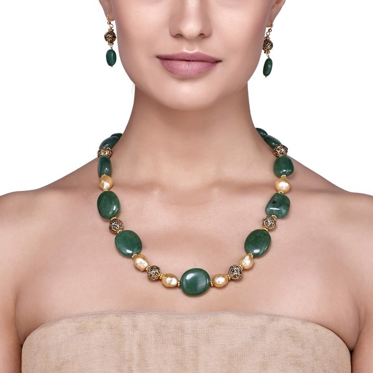 GREEN ONYX & GOLDEN BAROQUE SET