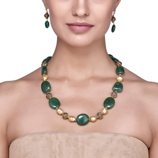 GREEN ONYX & GOLDEN BAROQUE SET