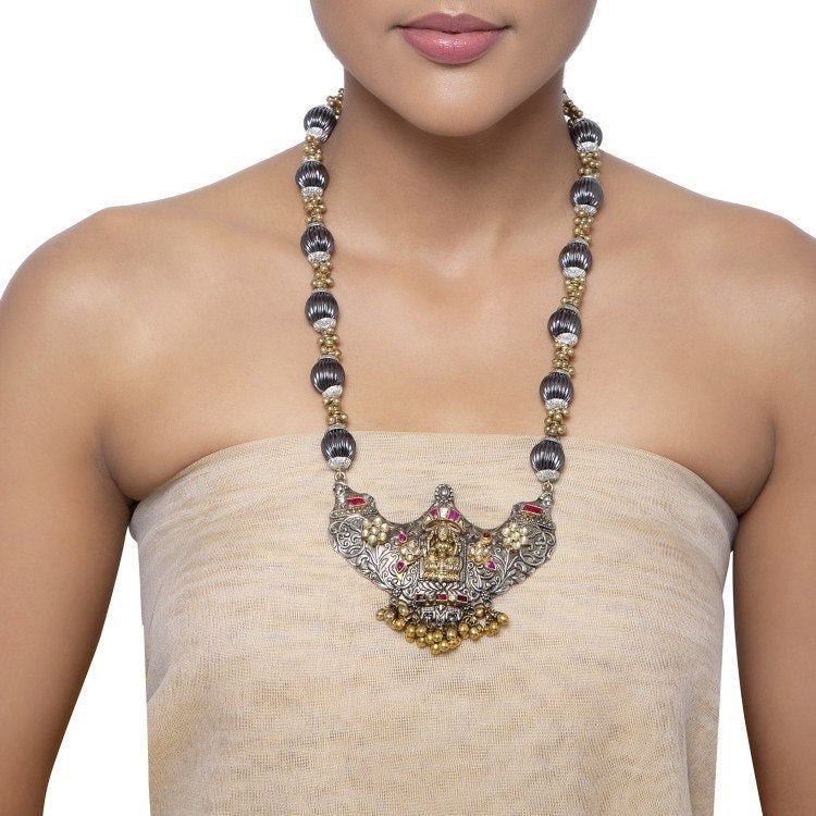 OXIDIZED KUNDAN LAXMI PENDANT