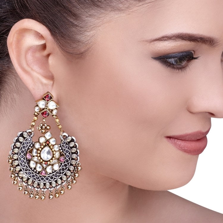 KUNDAN TRIBAL CHANDBALI EARRING