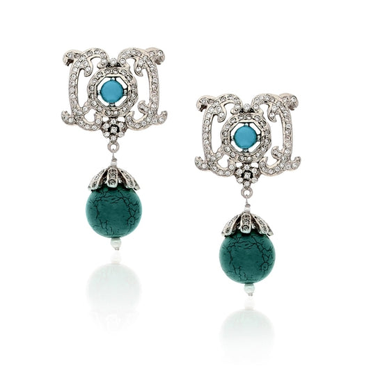 STUDDED ZIRCON TEAR DROP EARRINGS