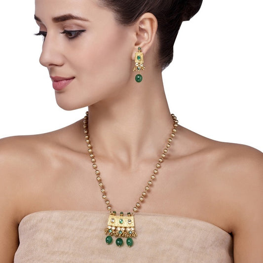 KUNDAN GREEN SQUARE SET