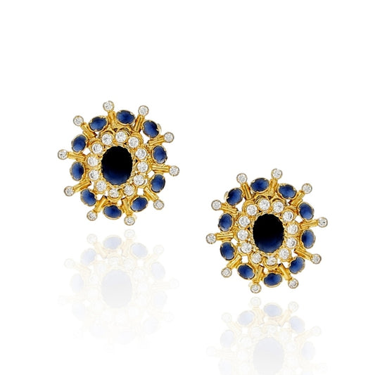 STUDDED ZIRCON BLUE IOLITE EARRINGS